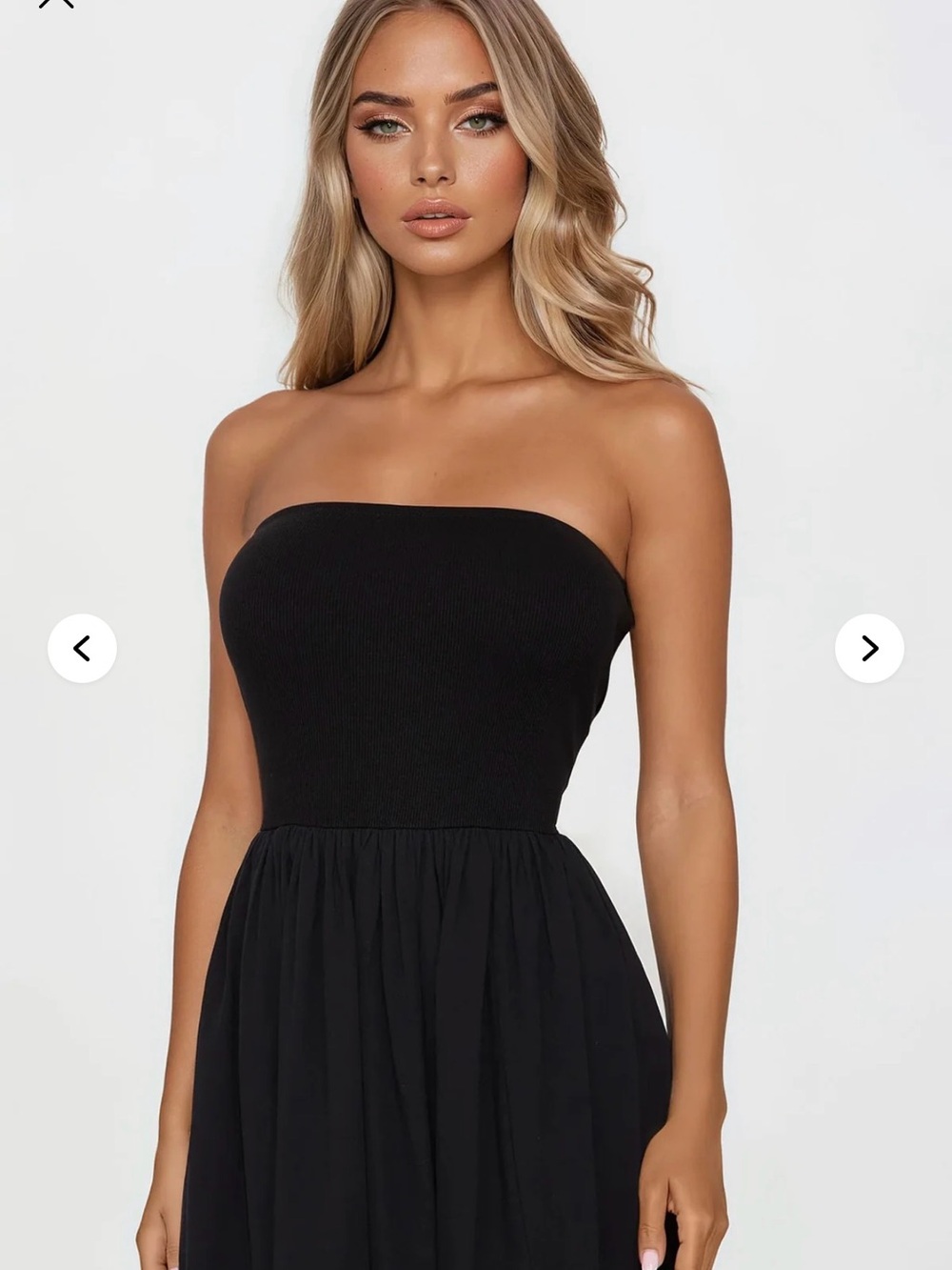 Strapless Black Midi Dress - Sleek Feminine Silhouette - Picture 2 of 2